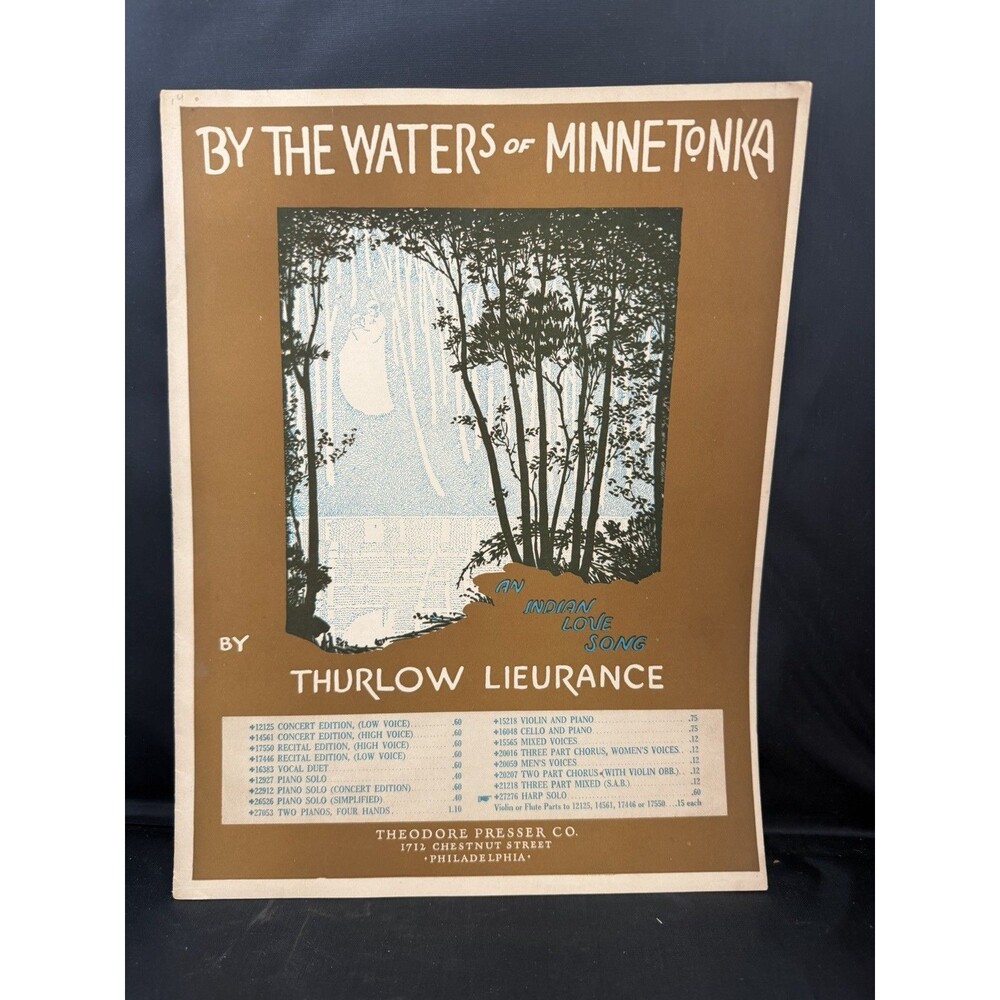 Vintage 1942 “By The Waters Of Minnetonka” Sheet Music By Thurlow Lieurance